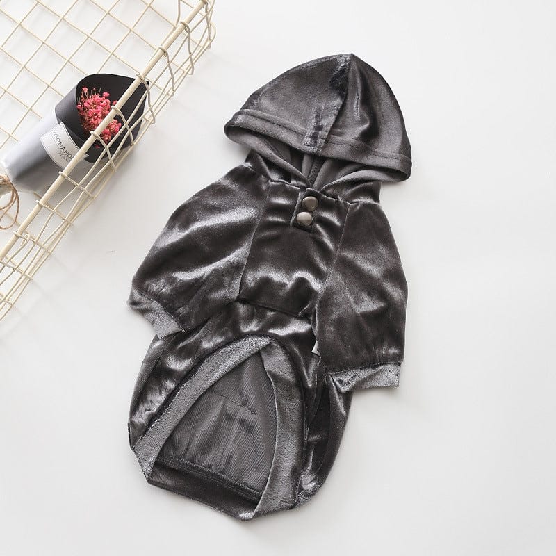 Hundepullover AMORE MIO Velvet Lux Kuscheliger Hoodie für Hunde Grey Cloud / XS