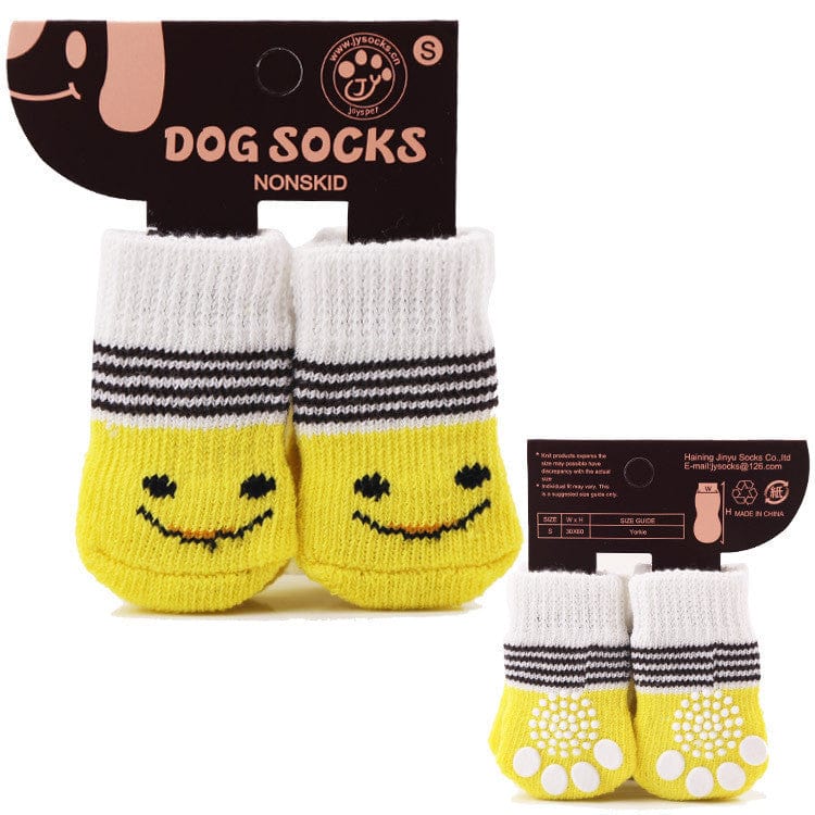 Hundesocken MURU Rutschfeste Hundesocken – 4er-Pack Yellow Smiley / S
