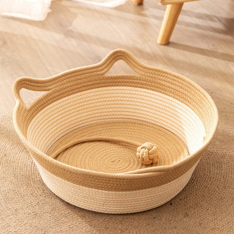 Katzenbett NATUR Handgewebtes Katzenbett aus Leinen ⌀ 45 cm ⌀ 45 cm