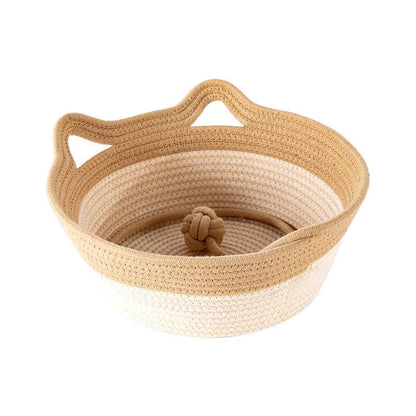 Katzenbett NATUR Handgewebtes Katzenbett aus Leinen ⌀ 45 cm ⌀ 45 cm