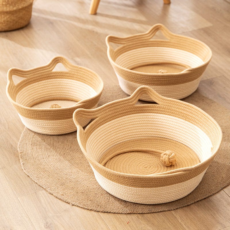 Katzenbett NATUR Handgewebtes Katzenbett aus Leinen ⌀ 45 cm ⌀ 45 cm