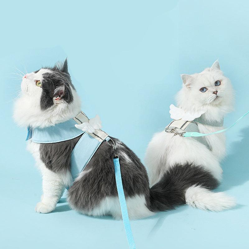Katzengeschirr ANGEL Verstellbares Katzengeschirr im Engelsflügel-Design + Leine 1,5m