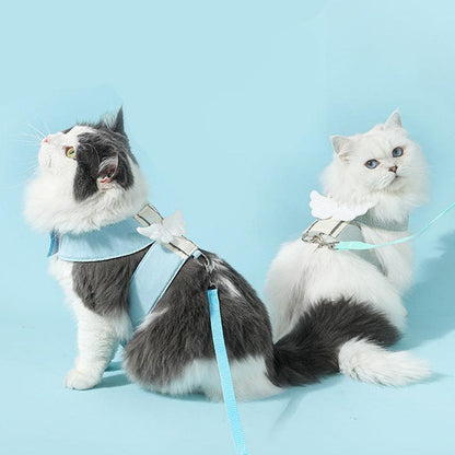 Katzengeschirr ANGEL Verstellbares Katzengeschirr im Engelsflügel-Design + Leine 1,5m