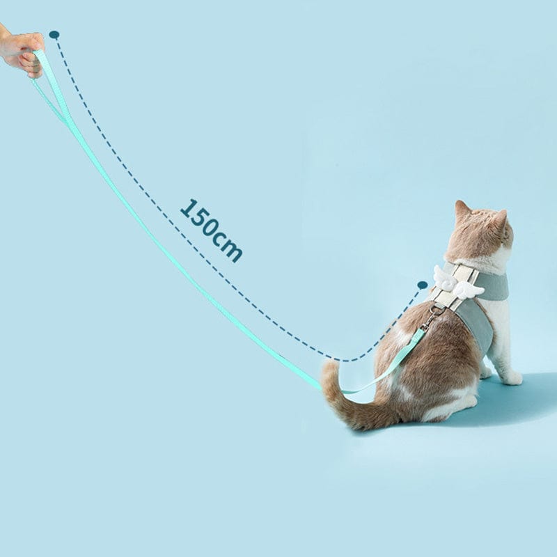 Katzengeschirr ANGEL Verstellbares Katzengeschirr im Engelsflügel-Design + Leine 1,5m
