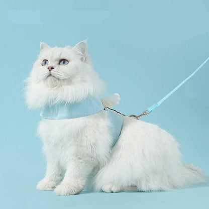 Katzengeschirr ANGEL Verstellbares Katzengeschirr im Engelsflügel-Design + Leine 1,5m