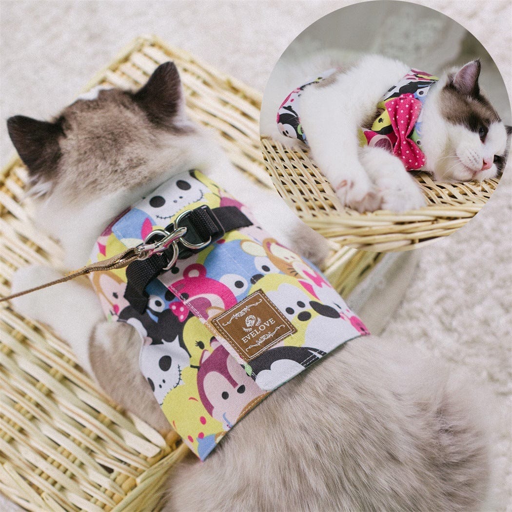 Katzengeschirr BOWIE Katzengeschirr SET mit Leine – Sicher, süß &amp; bequem für stilvolle Katzen Pets / S