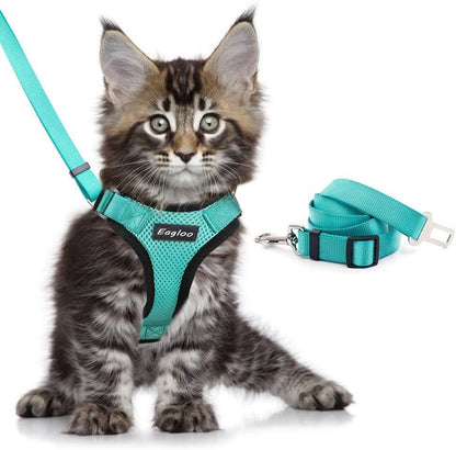 Katzengeschirr MANOLO Leichtes Katzen-Brustgeschirr mit 1,5 m Leine Green / XS