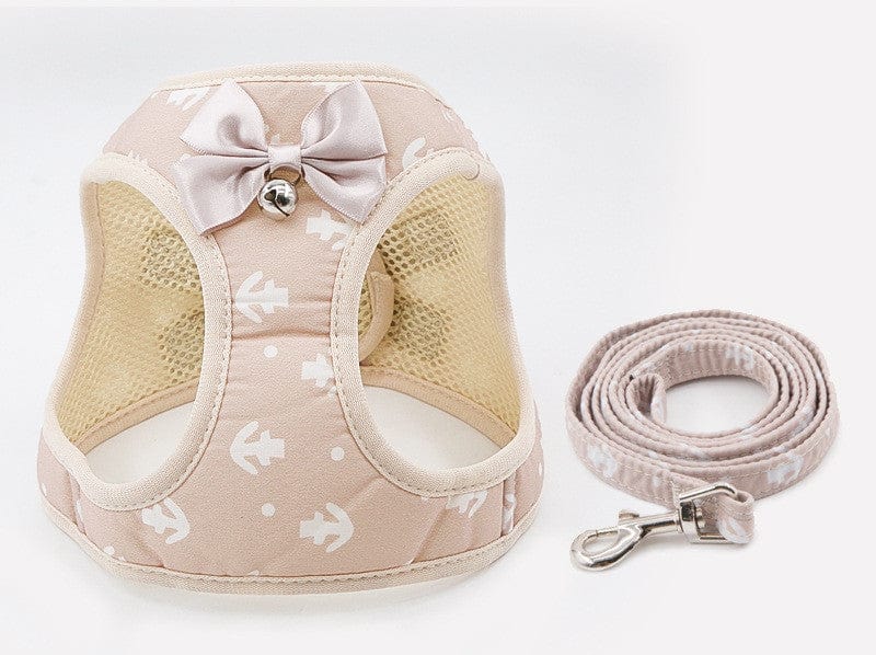 Katzengeschirr POMPON Verstellbares Katzen- und Hundegeschirr mit Leine Beige / XXS