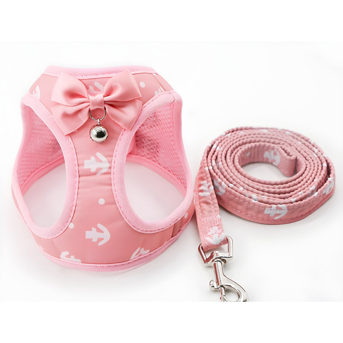 Katzengeschirr POMPON Verstellbares Katzen- und Hundegeschirr mit Leine Pink / XXS