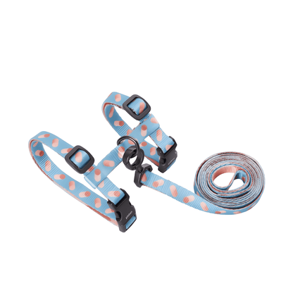 Katzengeschirr PRETTY Katzengeschirr mit Schnellverschluss &amp; Leine 1,5m Blue Dots