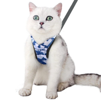 Katzengeschirr WALKIE Leichtes Katzen-Outdoor-Geschirr mit Leine – Verstellbar &amp; Atmungsaktiv Clouds / S