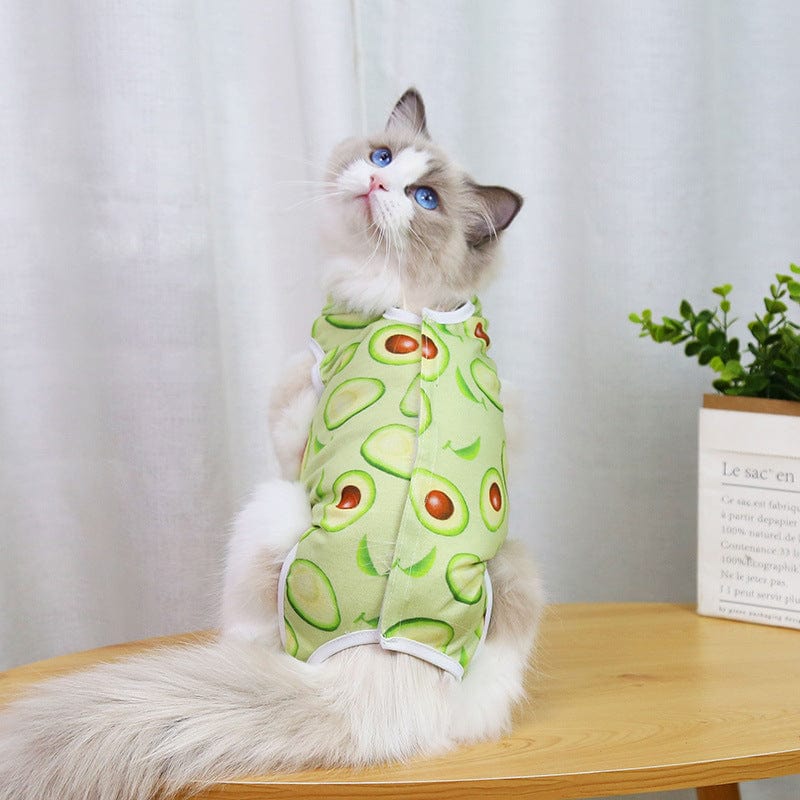 Katzenpullover CURE Kastration Weicher OP-Anzug Avocado / S