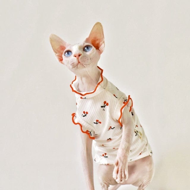 Katzenpullover SPHYNX Süßer Herz-Muster-Pullover für Sphynx &amp; Devon-Rex Katzen Cherry / XS