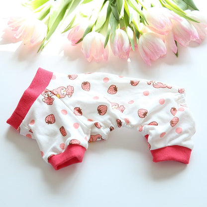 Katzenpyjama NAPPY Süße Kuschel-Pyjama für Haustiere Strawberry / XS