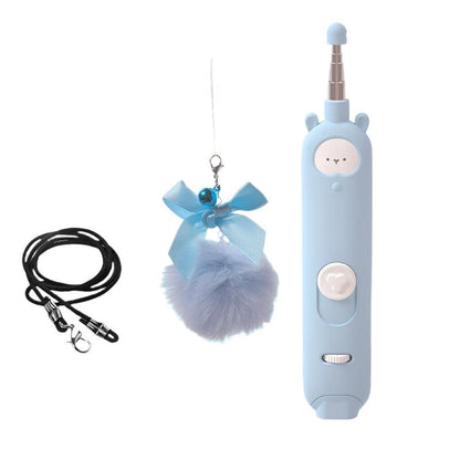 Katzenspielzeug CATCHY 3 in 1 Katzenspielangel – Laserpointer, Feder &amp; Glocke für Endlosen Spielspaß Blue SET