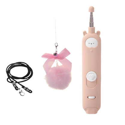 Katzenspielzeug CATCHY 3 in 1 Katzenspielangel – Laserpointer, Feder &amp; Glocke für Endlosen Spielspaß Pink SET