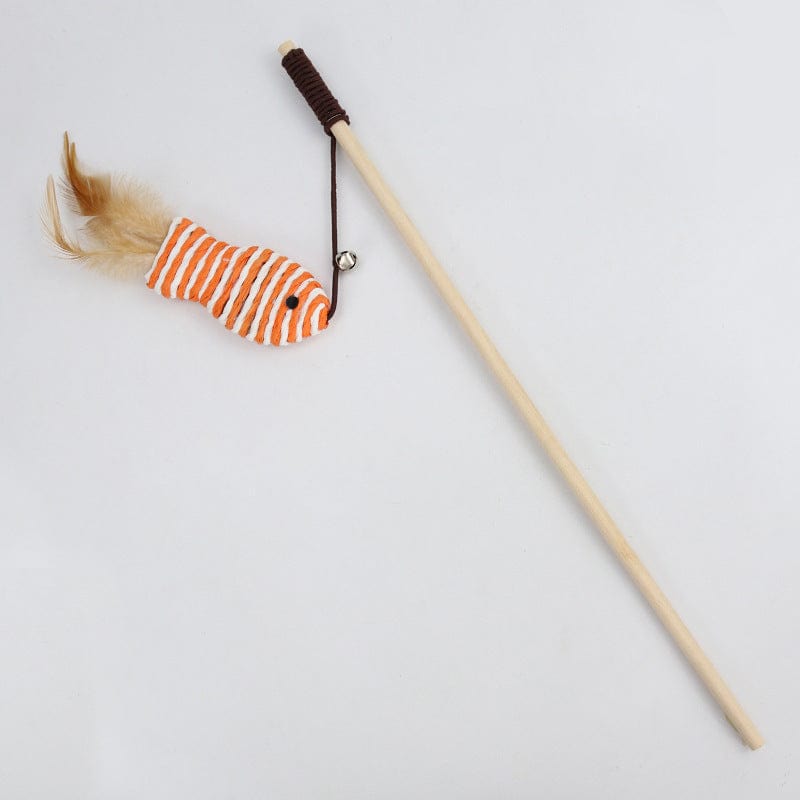 Katzenspielzeug FISCHE Katzenspielzeug mit Federn &amp; Glocken - Teaser aus Holz Fish