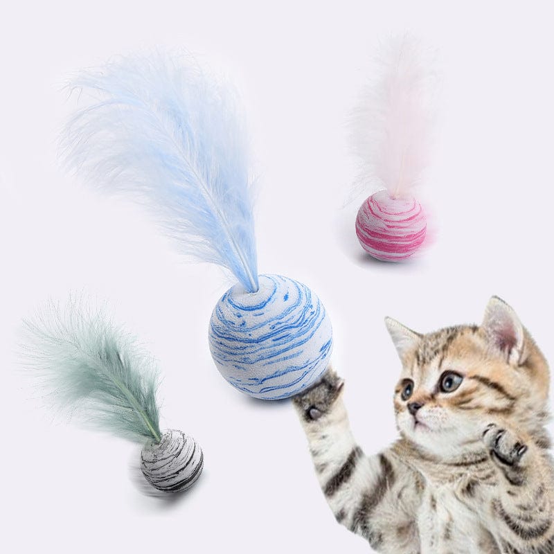 Katzenspielzeug JUPITER Katzenball mit Feder Interaktives Katzen-Spielzeug