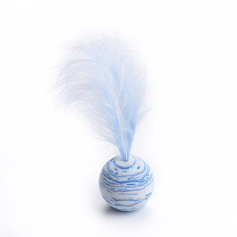Katzenspielzeug JUPITER Katzenball mit Feder Interaktives Katzen-Spielzeug Blue