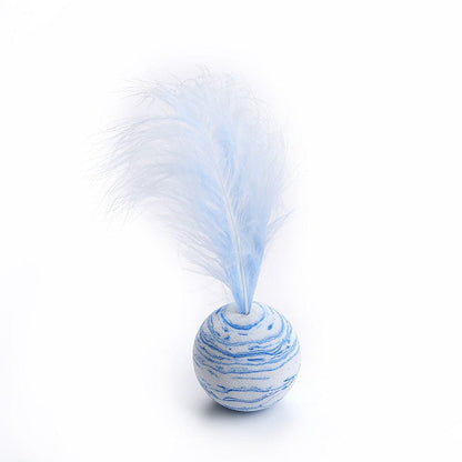 Katzenspielzeug JUPITER Katzenball mit Feder Interaktives Katzen-Spielzeug Blue