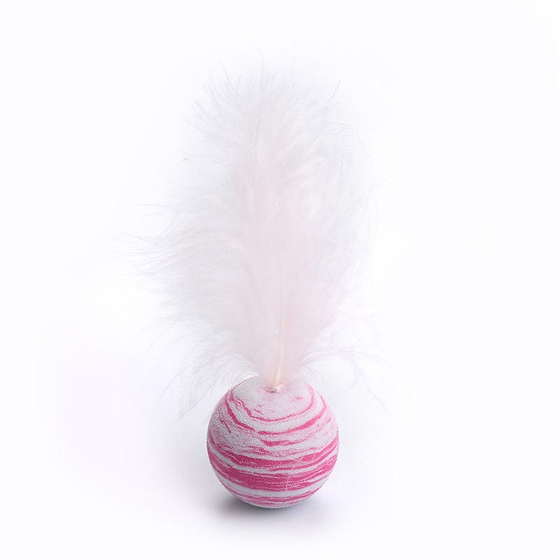 Katzenspielzeug JUPITER Katzenball mit Feder Interaktives Katzen-Spielzeug Pink