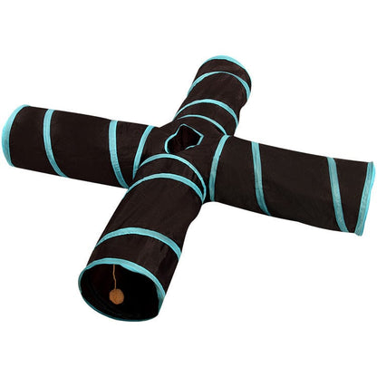 Katzenspielzeug Tunnel HIDE Faltbarer Tunnel für Katzen mit 3, 4 oder 5 Eingängen ⌀ 25 cm Blue 4