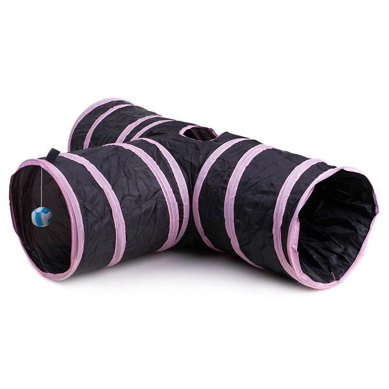 Katzenspielzeug Tunnel HIDE Faltbarer Tunnel für Katzen mit 3, 4 oder 5 Eingängen ⌀ 25 cm Powder Pink 3