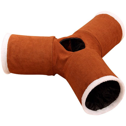Katzenspielzeug Tunnel HIDE Faltbarer Tunnel für Katzen mit 3, 4 oder 5 Eingängen ⌀ 25 cm Teddy 3