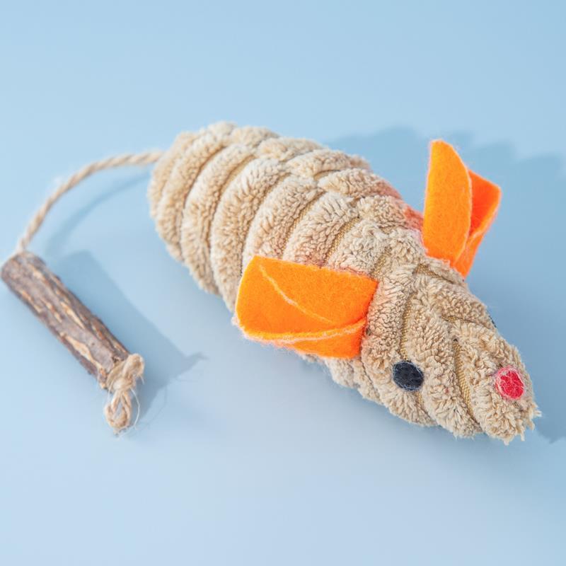 Katzenspielzeug WOODY Katzenspielzeug Mäuse mit Katzenminze &amp; Silvervine Kaustab Beige