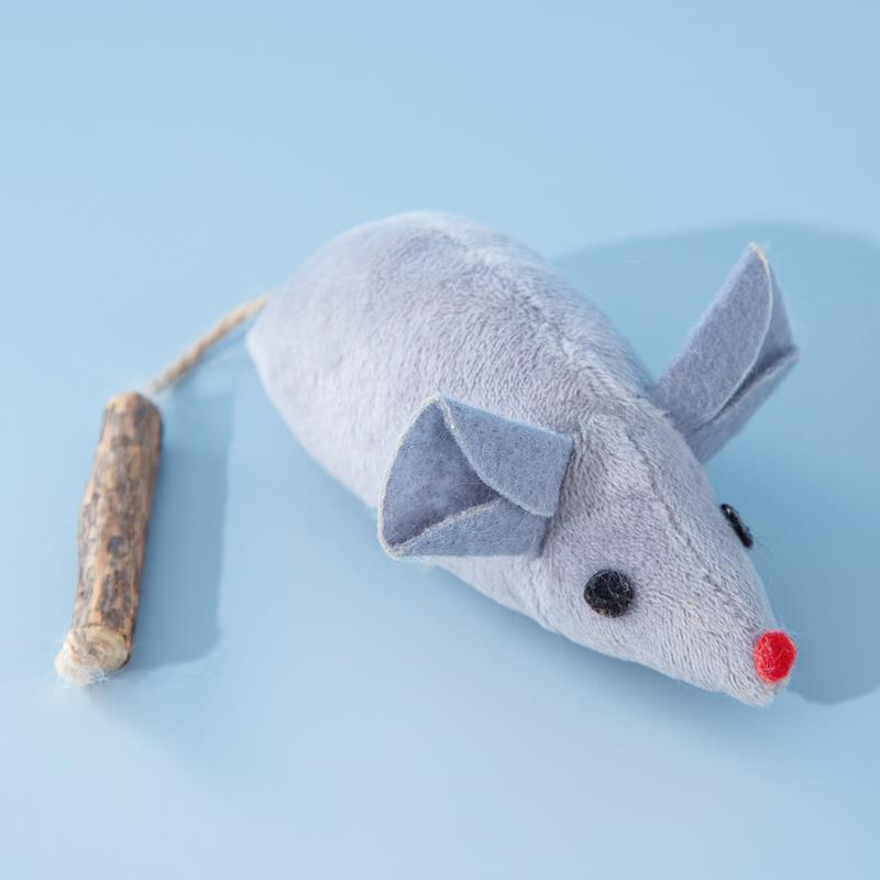 Katzenspielzeug WOODY Katzenspielzeug Mäuse mit Katzenminze &amp; Silvervine Kaustab Gray