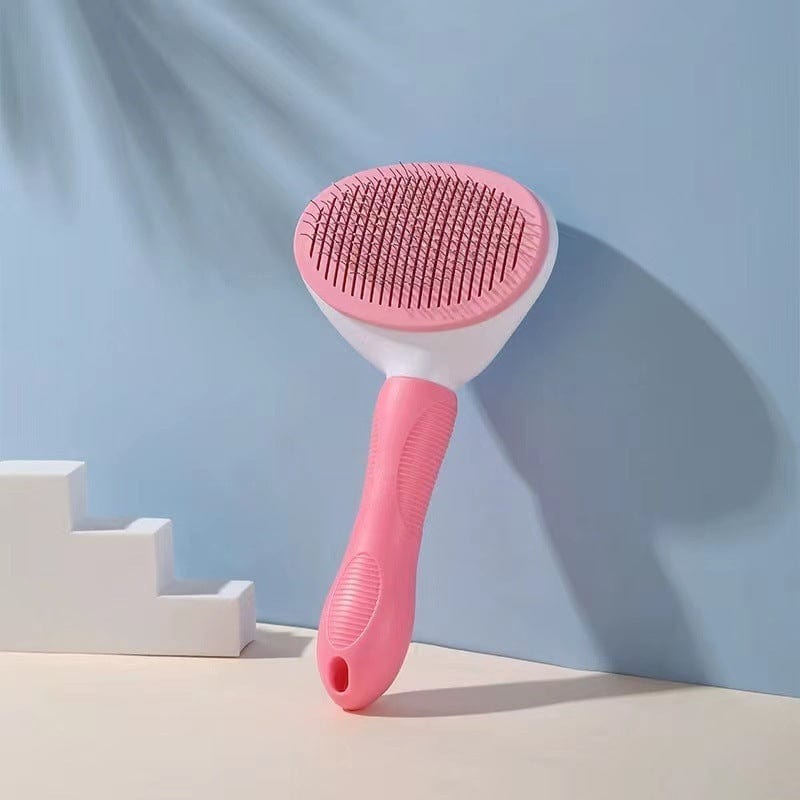 Katzentoilette Schaufel PEASY Tierhaarbürste mit Ein-Knopf-Reinigung – Fellpflege &amp; Massage Pink