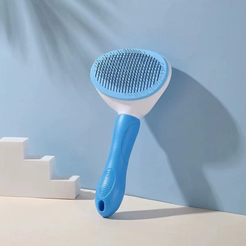 Katzentoilette Schaufel PEASY Tierhaarbürste mit Ein-Knopf-Reinigung – Fellpflege &amp; Massage Sky Blue