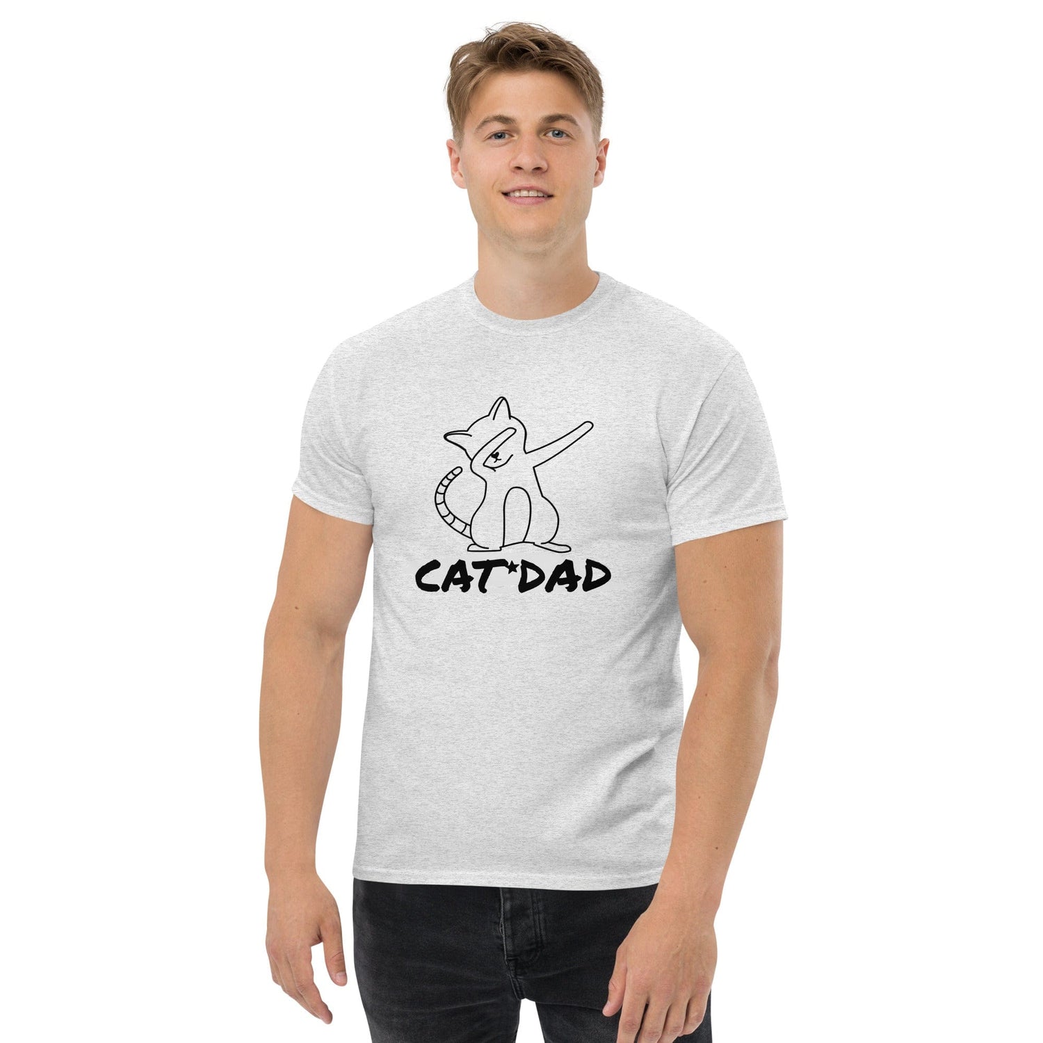Kleidung CAT DAD T-Shirt für echte Katzenfreunde Ash / S