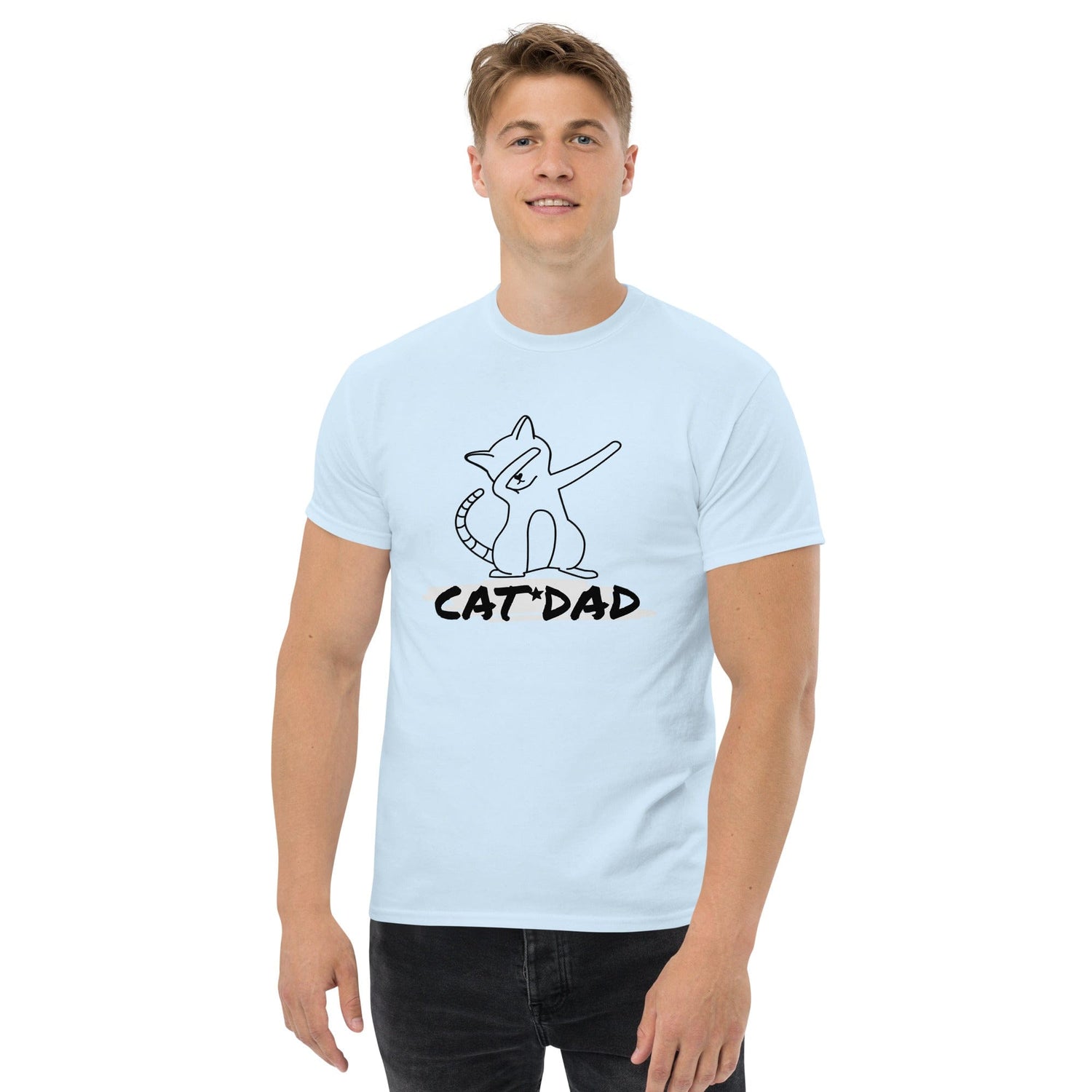 Kleidung CAT DAD T-Shirt für echte Katzenfreunde Light Blue / S