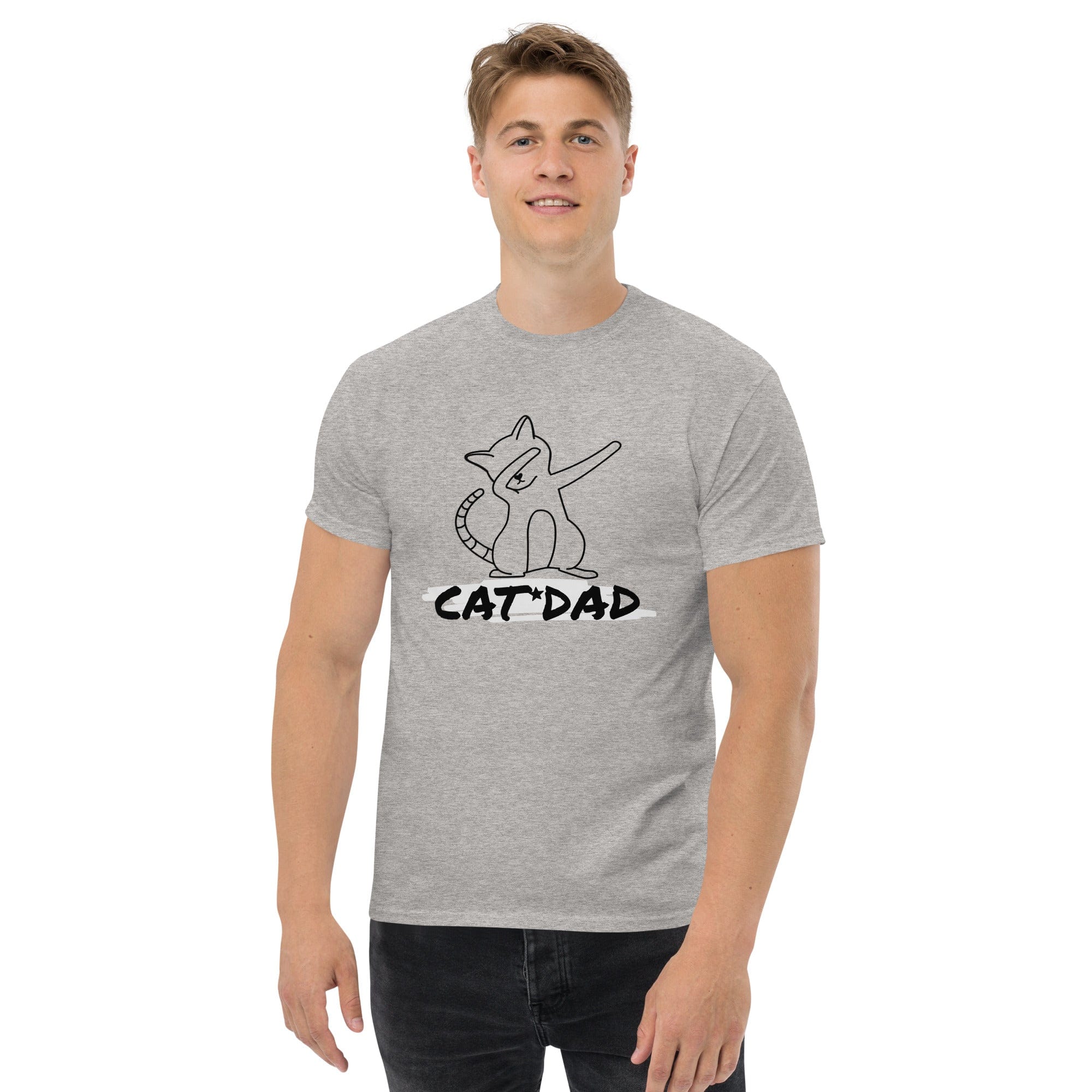 Kleidung CAT DAD T-Shirt für echte Katzenfreunde Sport Grey / S