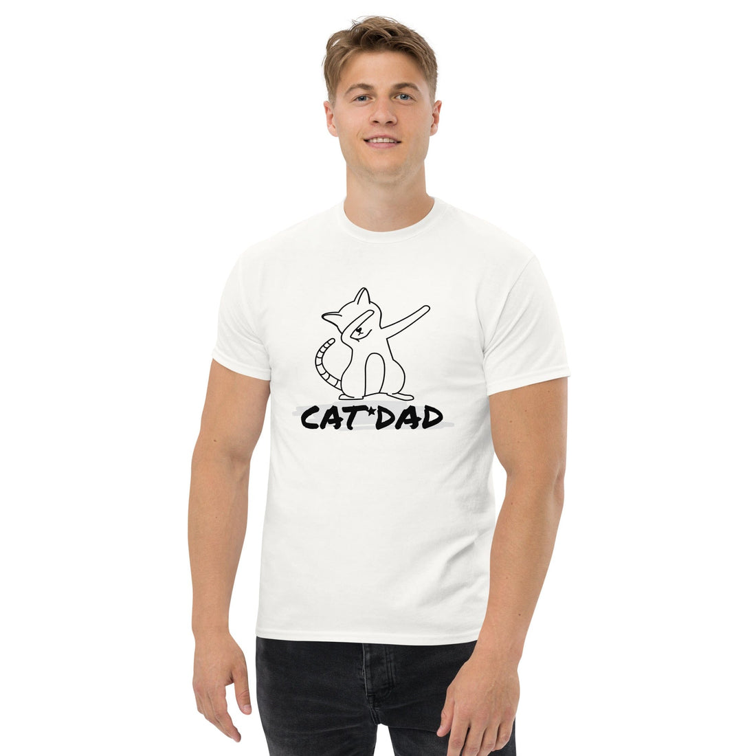 Kleidung CAT DAD T-Shirt für echte Katzenfreunde White / S