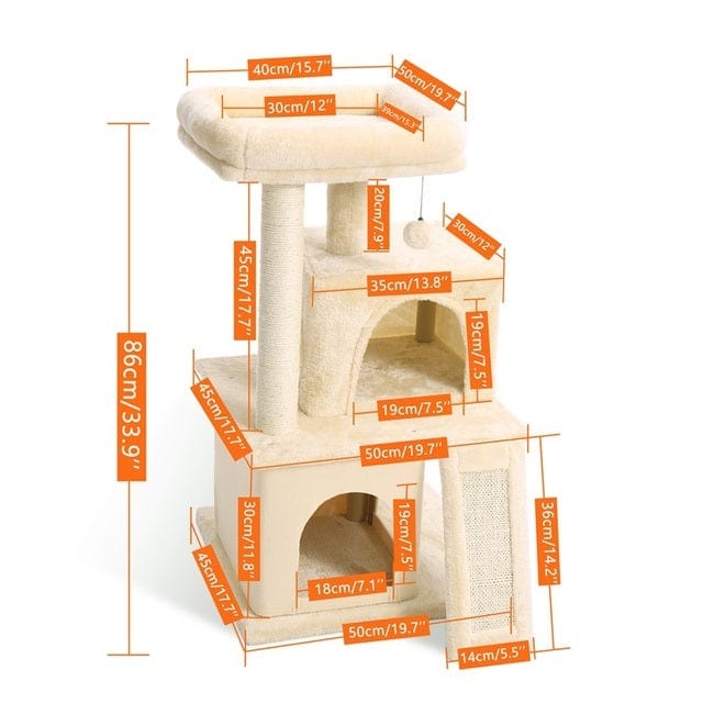 Kratzbaum BIGGIE Kratzbaum Deluxe – Geräumig und Gemütlich Hi 5 Beige