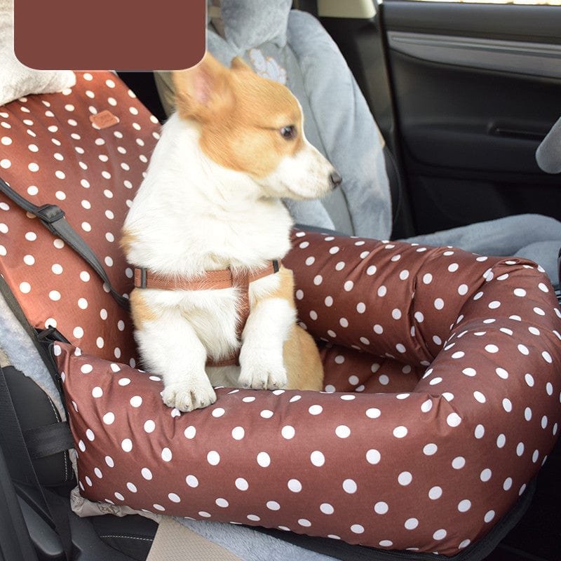 Reise Haustierbett BITSY Gemütlicher &amp; Sicherer Hunde-Autositz für Reisen Coffee Dots