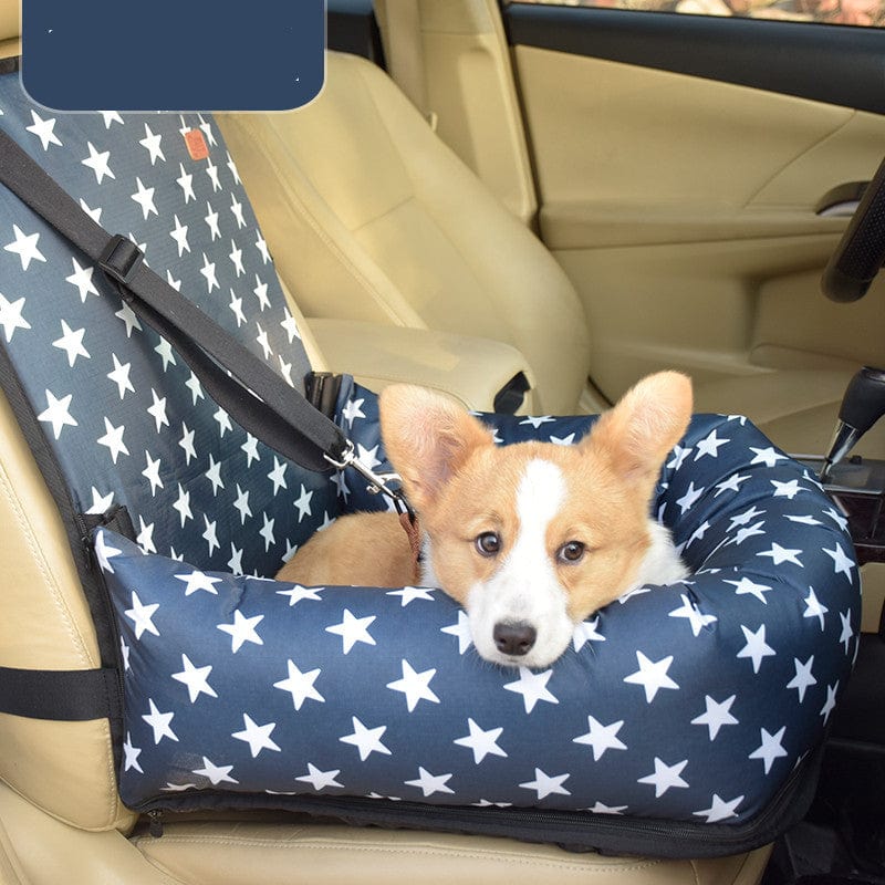 Reise Haustierbett BITSY Gemütlicher &amp; Sicherer Hunde-Autositz für Reisen Navy Stars
