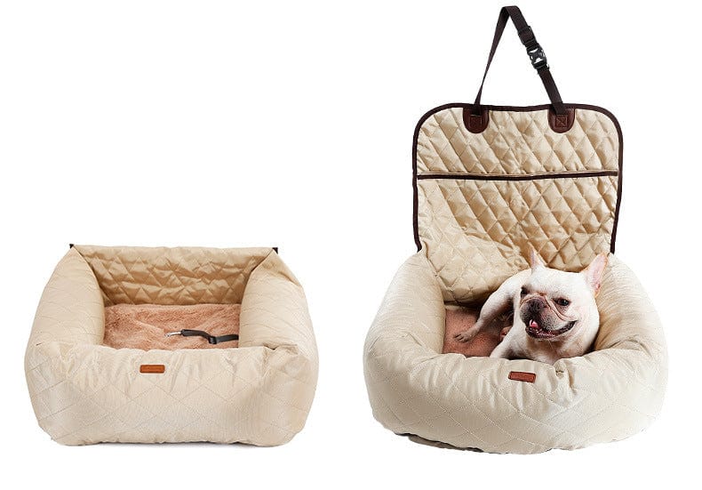 Reise Haustierbett FELIX Vielseitiges Hundebett fürs Auto &amp; Zuhause Beige