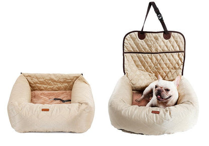 Reise Haustierbett FELIX Vielseitiges Hundebett fürs Auto &amp; Zuhause Beige