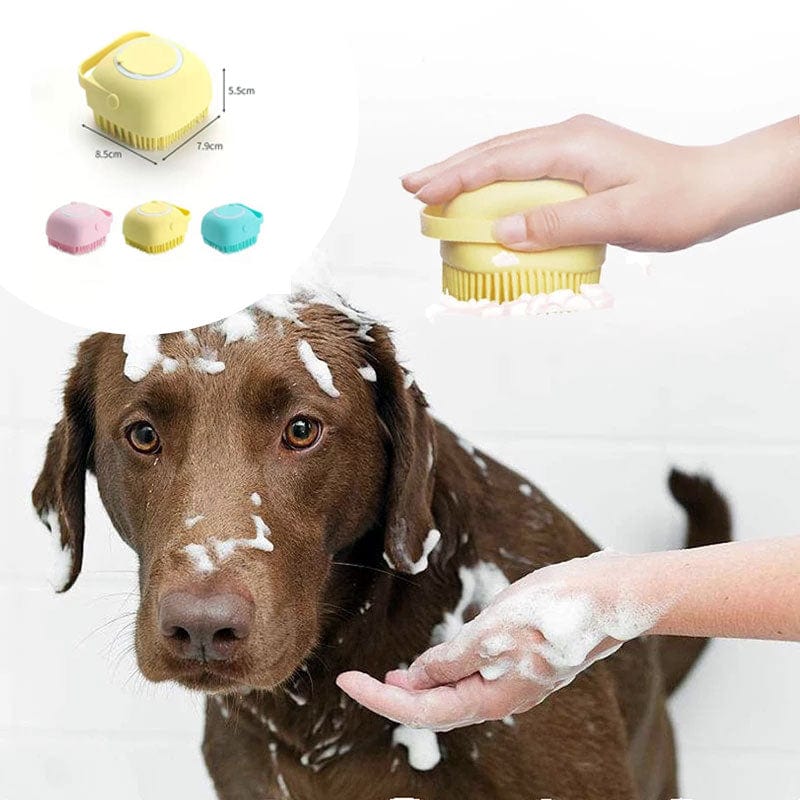 Tierbadebürste BUBBLE Silikon Tierbadebürste mit Shampoo-Spender