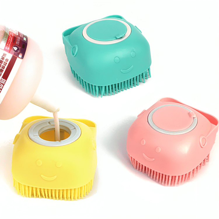 Tierbadebürste BUBBLE Silikon Tierbadebürste mit Shampoo-Spender