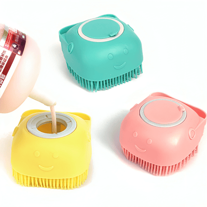 Tierbadebürste BUBBLE Silikon Tierbadebürste mit Shampoo-Spender