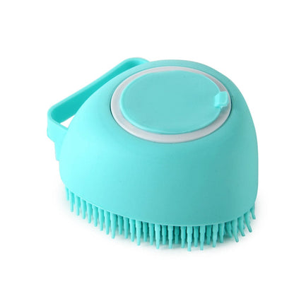 Tierbadebürste BUBBLE Silikon Tierbadebürste mit Shampoo-Spender Green / Herz