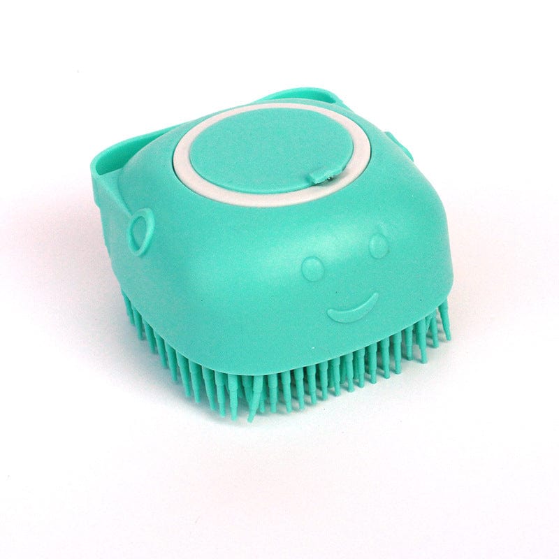Tierbadebürste BUBBLE Silikon Tierbadebürste mit Shampoo-Spender Green / Quadrat