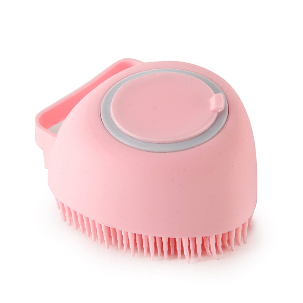 Tierbadebürste BUBBLE Silikon Tierbadebürste mit Shampoo-Spender Pink / Herz