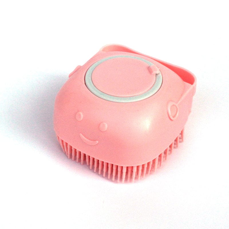 Tierbadebürste BUBBLE Silikon Tierbadebürste mit Shampoo-Spender Pink / Quadrat