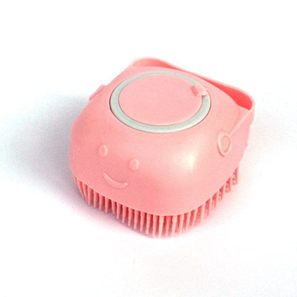 Tierbadebürste BUBBLE Silikon Tierbadebürste mit Shampoo-Spender Pink / Quadrat