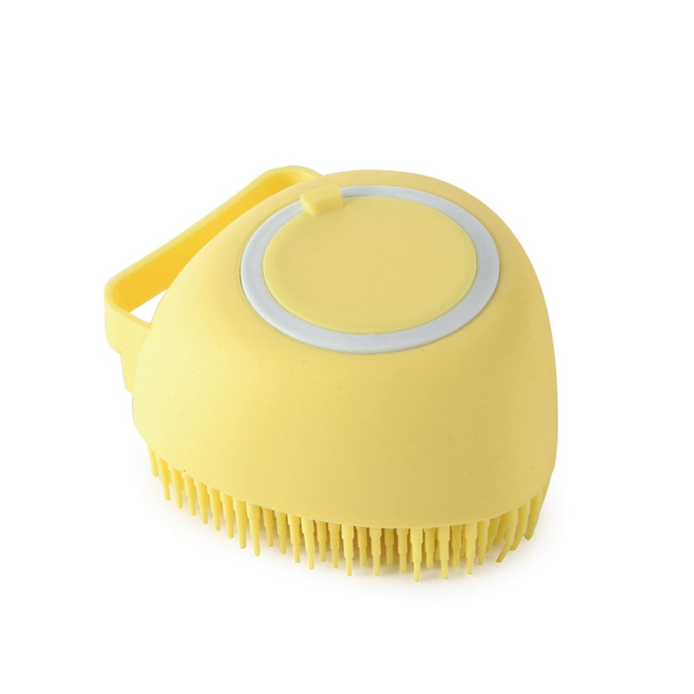 Tierbadebürste BUBBLE Silikon Tierbadebürste mit Shampoo-Spender Yellow / Herz